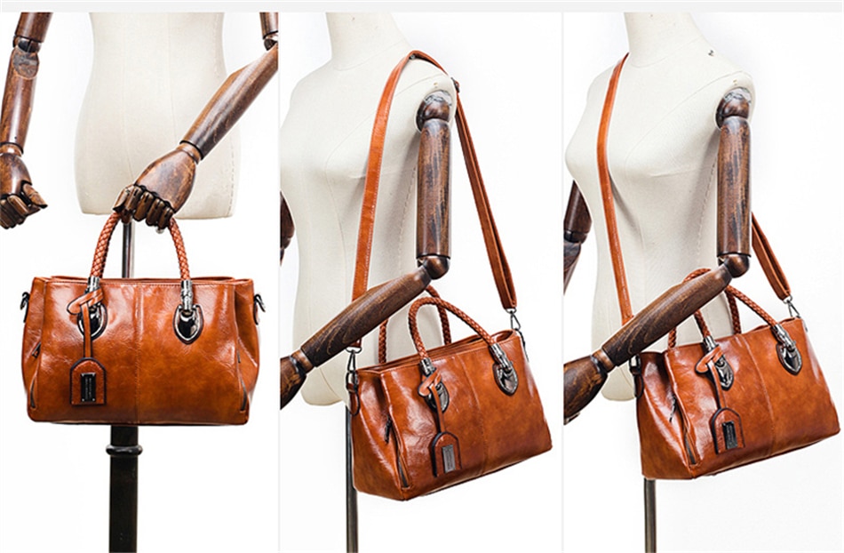 Vintage Oil Wax leather luxury handbags women bags designer ladies hand bags for women 2019 bag sac a main Femme Bolsa Feminina