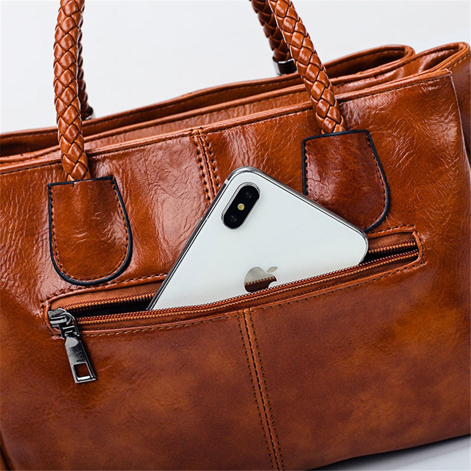 Vintage Oil Wax leather luxury handbags women bags designer ladies hand bags for women 2019 bag sac a main Femme Bolsa Feminina