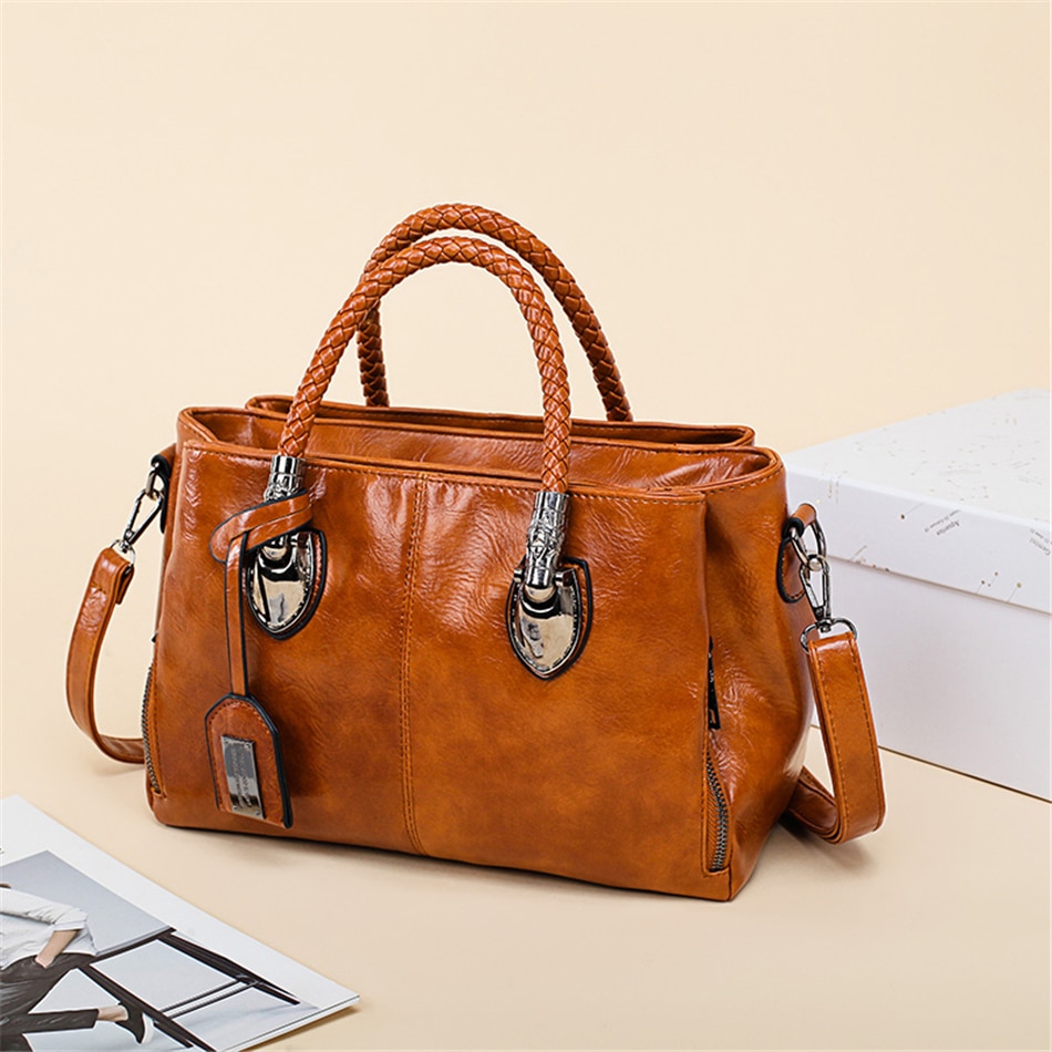 Vintage Oil Wax leather luxury handbags women bags designer ladies hand bags for women 2019 bag sac a main Femme Bolsa Feminina