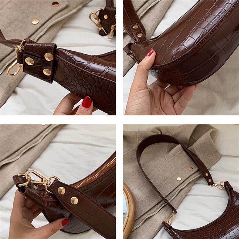 Retro Crocodile Pattern Crossbody Bags For Women 2019 Luxury Handbags Women Bags Designer Saddle Bags Lady Purses And Handbags